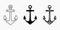 Vector Anchors. Anchor Silhouette Icon Set. Black and White Anchor with Outline. Anchor Design Template Collection