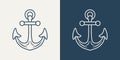 Vector Anchors. Anchor Silhouette Icon Set. Anchor with Outline. Anchor Design Template. Vector Illustration