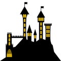 Vector ancient gothic castle black silhouette Royalty Free Stock Photo