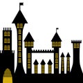 Vector ancient gothic castle black silhouette Royalty Free Stock Photo