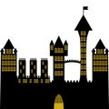 Vector ancient gothic castle black silhouette Royalty Free Stock Photo