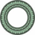 Vector ancient green and black Egyptian round ornament.