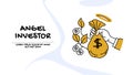 Vector of an angel investor provides capital to startup, entrepreneur, small business