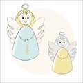 Vector angels on a white background. Hand-drawn in the style of doodle. Isolated objects