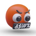 Vector angry emoticon with censored mouth. Red furious character cursing, swearing