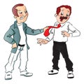 Vector of angry man pulling businessman`s tie Royalty Free Stock Photo