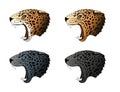 Vector angry panther, cougar portrait. Jaguar predator head colorful set