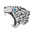 Vector angry snow leopard portrait. Tiger predator head colorful isolated