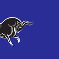 Vector angry stylized black bull on blue backdrop Royalty Free Stock Photo