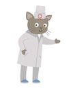 Vector animal doctor. Cute funny cat character.