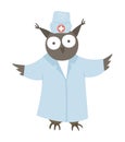 Vector animal doctor. Cute funny owl character.