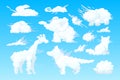 Vector animal shaped cloud set