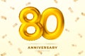 Vector anniversary golden ballons number 80