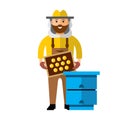 Vector Apiary Beekeeper. Flat style colorful Cartoon illustration. Royalty Free Stock Photo