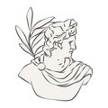 Vector apollo bust or isolated greek statue head