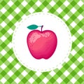 Vector Apple red color on cell green seamless pattern background.