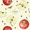 Vector apple seamless pattern.