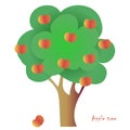 Vector apple tree for emblem, for icon, for decoration hand drawn Royalty Free Stock Photo