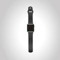 Vector Apple watch sport 42mm black with black sport band with the display. Eps10.