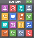 Vector application Call Center Service Icons set in flat style