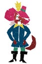 Vector applique drawing from colorVector drawing of applique from colored paper of cartoon cat in boots and a hat Royalty Free Stock Photo