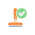 Vector approved stamp, accepted white line icon. Symbol and sign illustration design. Royalty Free Stock Photo