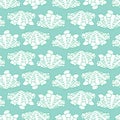 Vector aqua monochrome rows of giant clam seashells repeat pattern. Suitable for gift wrap, textile and wallpaper.