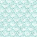 Vector aqua rows of clam seashells repeat pattern. Suitable for gift wrap, textile and wallpaper Royalty Free Stock Photo