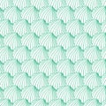 Vector aqua rows of cockles clam seashells repeat pattern. Suitable for gift wrap, textile and wallpaper