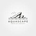 Vector of aquascape aquarium logo vintage symbol illustration design