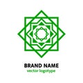 Vector Arabic logo. Green islamic logotype. Geometric emblem, brand or company name. Star of David icon with simple text. J