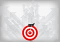 Vector : Archery target and arrow with raising arrows on gray background Royalty Free Stock Photo