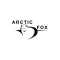 Vector arctic fox silhouette view side for retro logos, emblems, badges, labels template vintage design element. Isolated on white