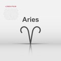 Vector aries zodiac icon in flat style. Astrology sign illustration pictogram. Aries horoscope business concept Royalty Free Stock Photo
