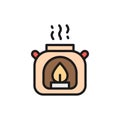 Aroma lamp, gas burner flat color icon.