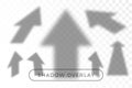 Vector arrow set shadow overlay. Many arrows in different perspective and shadow angle of incidence elements on transparent Royalty Free Stock Photo