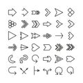 Vector arrow thin line icon set. Flat design Royalty Free Stock Photo