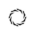 Vector arrows in a circle, vicious circle, infinity sign, reloader icon, black sign isolated on white background.