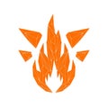 Vector art of abstract flame design with sharp, angular shapes, creating a fiery and dynamic symbol, , representing energy and Royalty Free Stock Photo