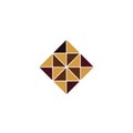 Vector art of abstract geometric diamond logo, representing precision and balance with triangular shapes in earthtone colors Royalty Free Stock Photo