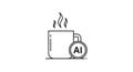 Vector art of aithemed coffee mug illustration, representing artificial intelligence and its integration with daily life and Royalty Free Stock Photo