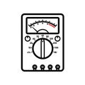 Vector art of analog voltmeter illustration with a needle pointing to a value on the scale Royalty Free Stock Photo