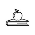 Vector art of an apple resting on a closed book, , symbolizing knowledge, education, and the pursuit of learning and academic Royalty Free Stock Photo