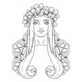 Art in Art Nouveau style with beauty girl in wreath. Royalty Free Stock Photo