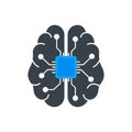 Vector art of artificial intelligence brain with chip represents cognitive computing and neural network, showcasing the future of Royalty Free Stock Photo