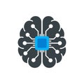 Vector art of artificial intelligence brain with chip is a symbol of modern technology and the future of computing and robotics Royalty Free Stock Photo