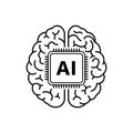 Vector art of artificial intelligence brain concept with chip, representing the integration of ai into humanlike intelligence Royalty Free Stock Photo