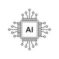 Vector art of artificial intelligence chip representing modern technology and futuristic innovation in computer science and Royalty Free Stock Photo