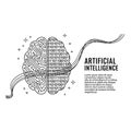 Vector art of artificial intelligence concept a brain with binary code and circuit board, symbolizing the fusion of technology and Royalty Free Stock Photo