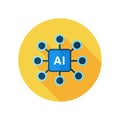 Vector art of artificial intelligence icon featuring a central ai node connected to multiple points representing neural networks Royalty Free Stock Photo